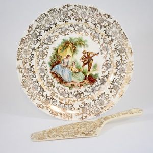 ATLAS CHINA NEW YORK 22K Gold Gilt Desert Plate